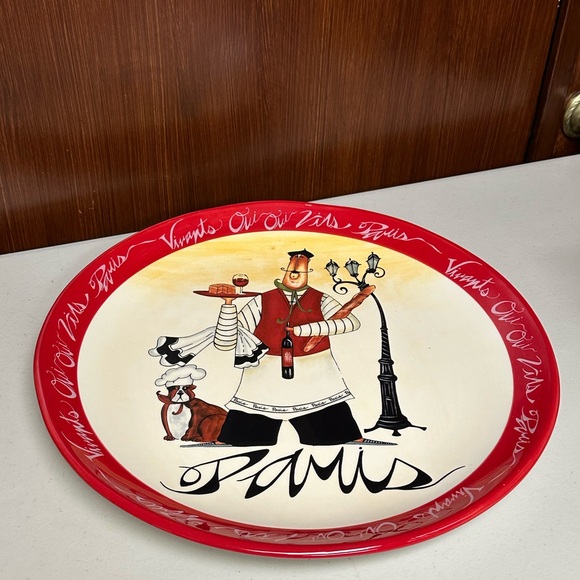 CERTIFIED INTERNATIONAL SERVING ROUND PLATE PARIS CHEFS MOTIFS COLLECTION - Picture 12 of 12